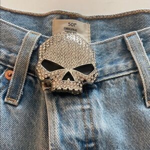 Harley Davidson Rhinestone Skull Belt Buckle